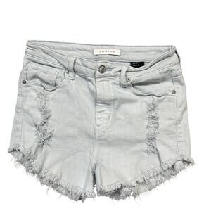 Eunina‎ Light Wash High Rise Distressed Denim Cutoff Shorts Small